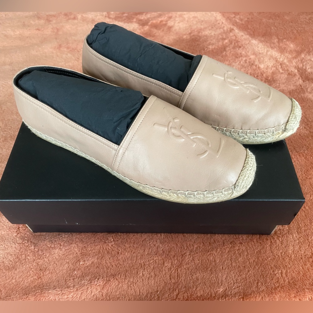 YSL Napa vendome nude flat espadrilles